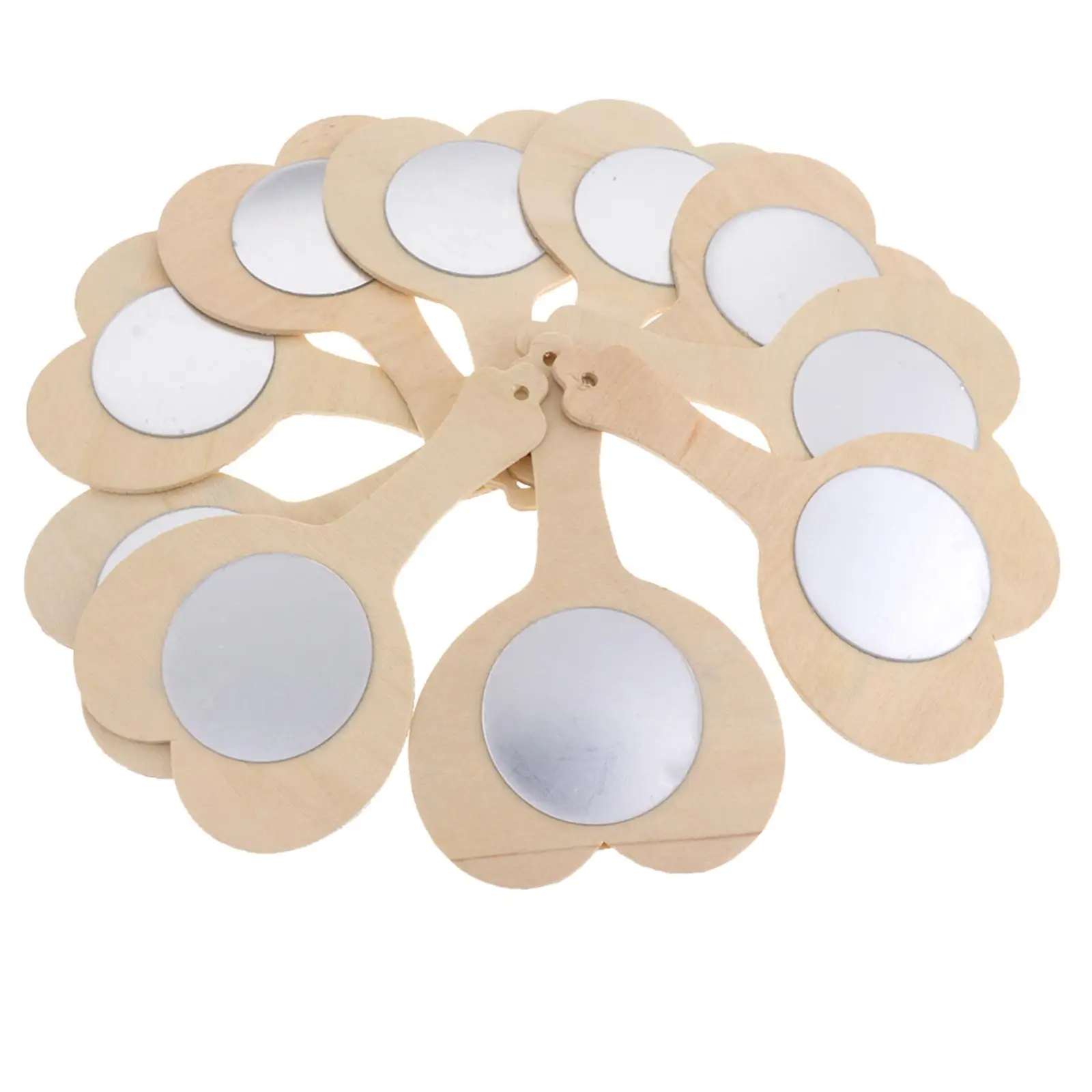Kids Crafts Wooden Mirror Blank Handmade Heart Shape for Wooden Mirror Blocks Creative Activities