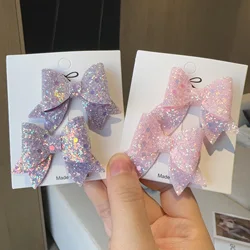 2Pcs Girls Cute Sequins Double Butterfly Hair Clip Bow Hairpins DIY Headwear Bow Decor Hairgrip Children Hair Accessories