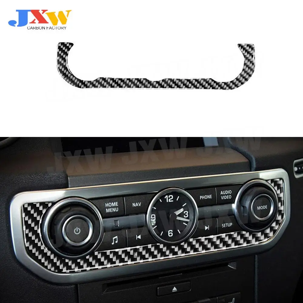 Carbon Fiber Car Central Control Time Clock Panel Trim Frame Cover Strip Sticker For Land Rover Discovery 4 LR4 2010-2016