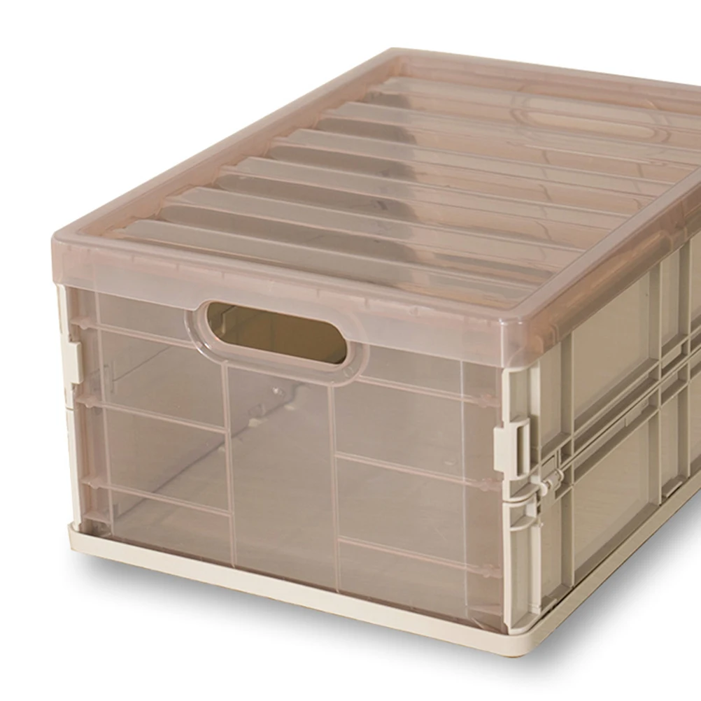 

Foldable Storage Box Portable Plastic Organizing Container For Home Kitchen Office Wardrobe Space Saving Transparent Handle