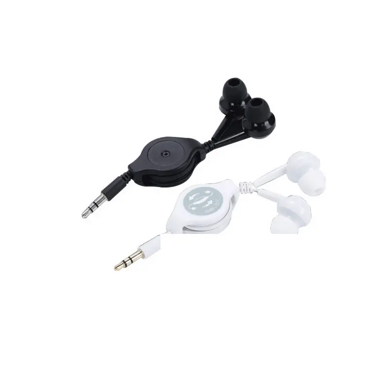 Portable 0.8m Cable Retractable Cable 3.5mm In-Ear Earphone Carry Headset Extendable Wire Earphone Straight Insert for MP3 MP4