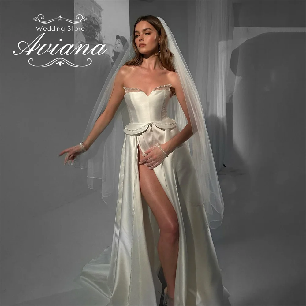 

Aviana Customized Princess Style Beads High Side Split Sweetheart A-Line Fairy Elegant Charming Design 2025 Sleeveless Sequin