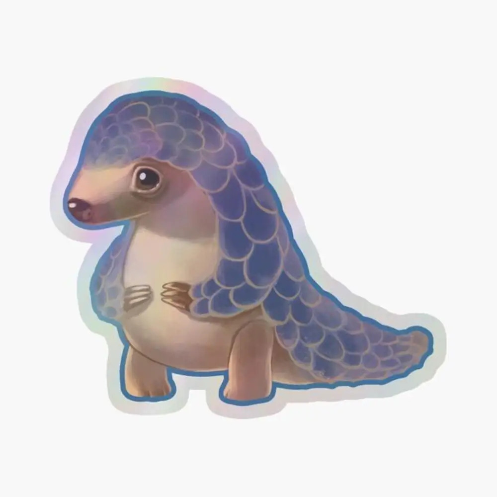 

Cute Baby Pangolin Holographic Sticker for Laptop Decor Bedroom Car Cute Cartoon Art Fashionable Public Suitcase