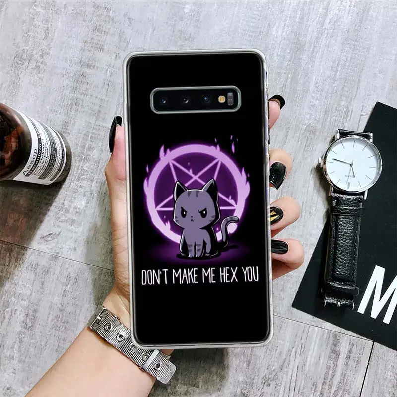 Cute Hell Hail Satan Evil Cat Phone Case For Samsung Galaxy S24 S23 S22 S21 S20 Ultra S20 FE S10 Plus S9 S8 + Fundas Cover Coque