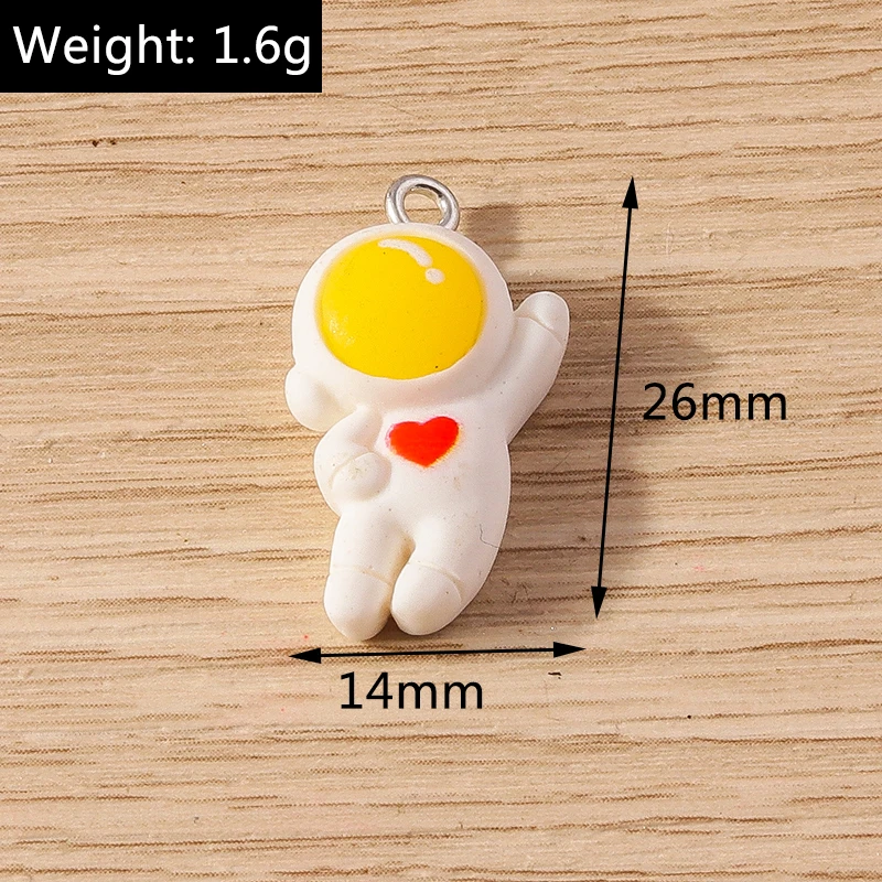 10pcs 14x26mm Cartoon Resin Spaceman Astronaut Charms for Drop Earring Bracelet Necklace Pendants DIY Jewelry Making Accessories