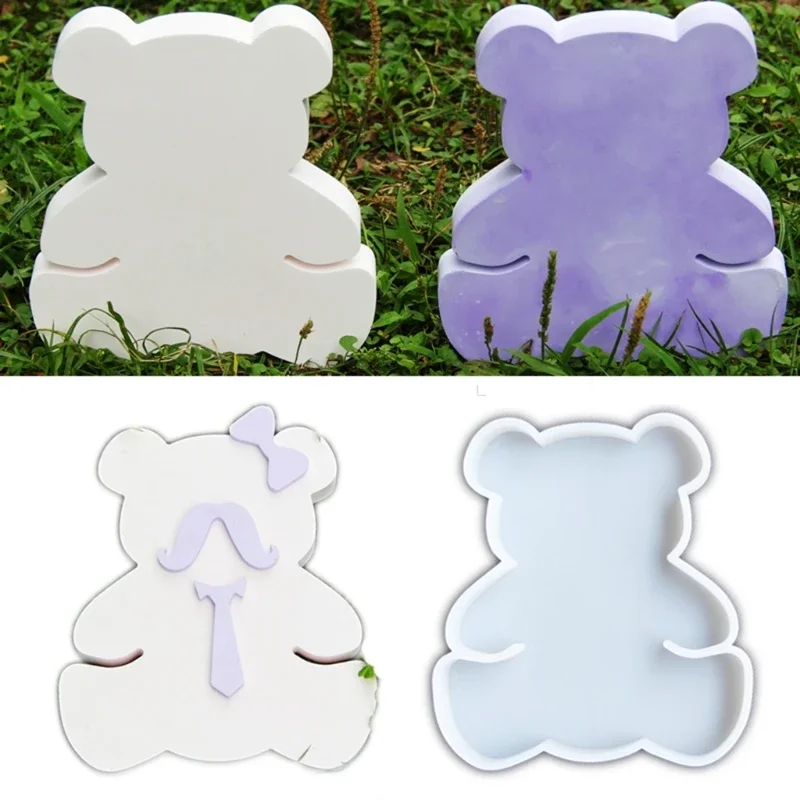 2Pcs Bear Silicone Molds For Chocolate Candy Cake Decoration Cupcake Top, Bear Silicone Clay Molds Bear Plaster Molds