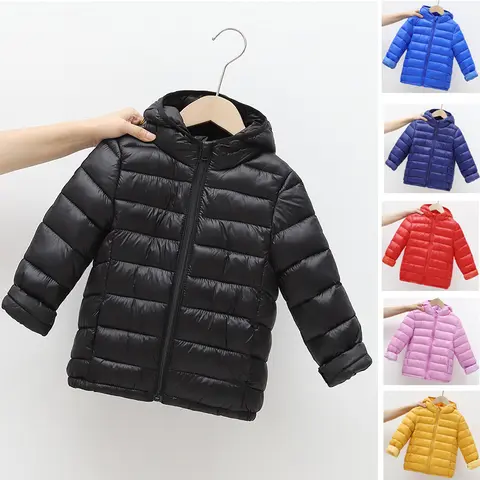 1pcs 소년 소녀 코트 가을 겨울 어린이 다운 재킷 어린이 따뜻한 두꺼운 겉옷 후드 재킷 어린이 겉옷 옷