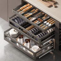 Kitchen Basket Cabinet Stainless Steel Drawer Dish Storage Cabinet Drawer Dish Basket Chopsticks Storage Box
