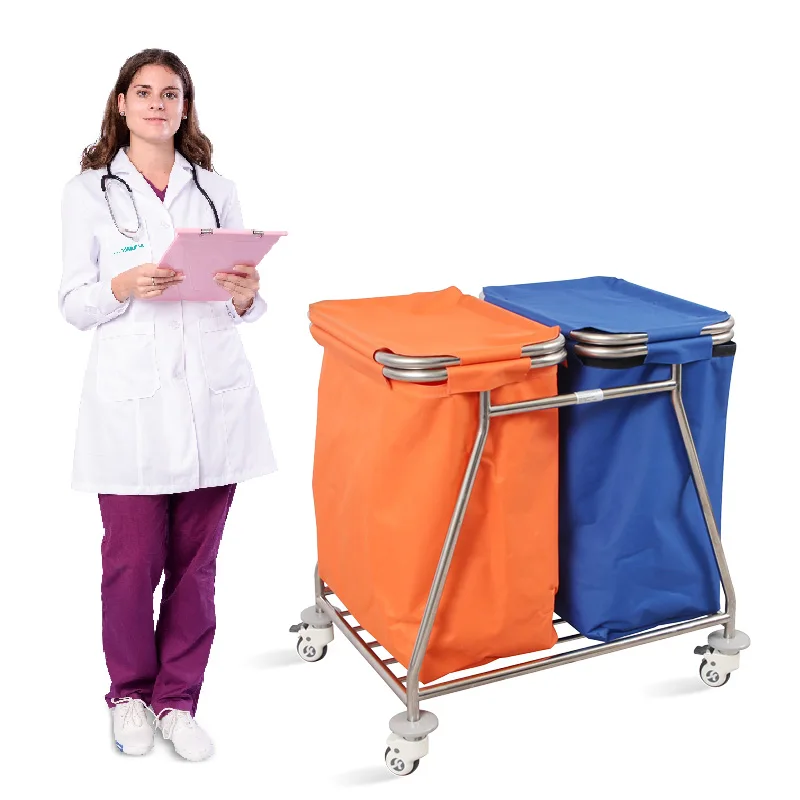 

Waterproof Stainless Steel Metal Hotel & Hospital Laundry Trolley Modern Design Hamper Trolley