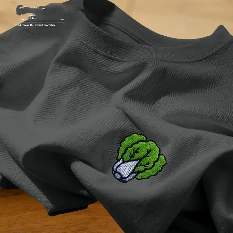 

Милые повседневные свободные парные футболки с коротким рукавом и вышивкой в виде капусты