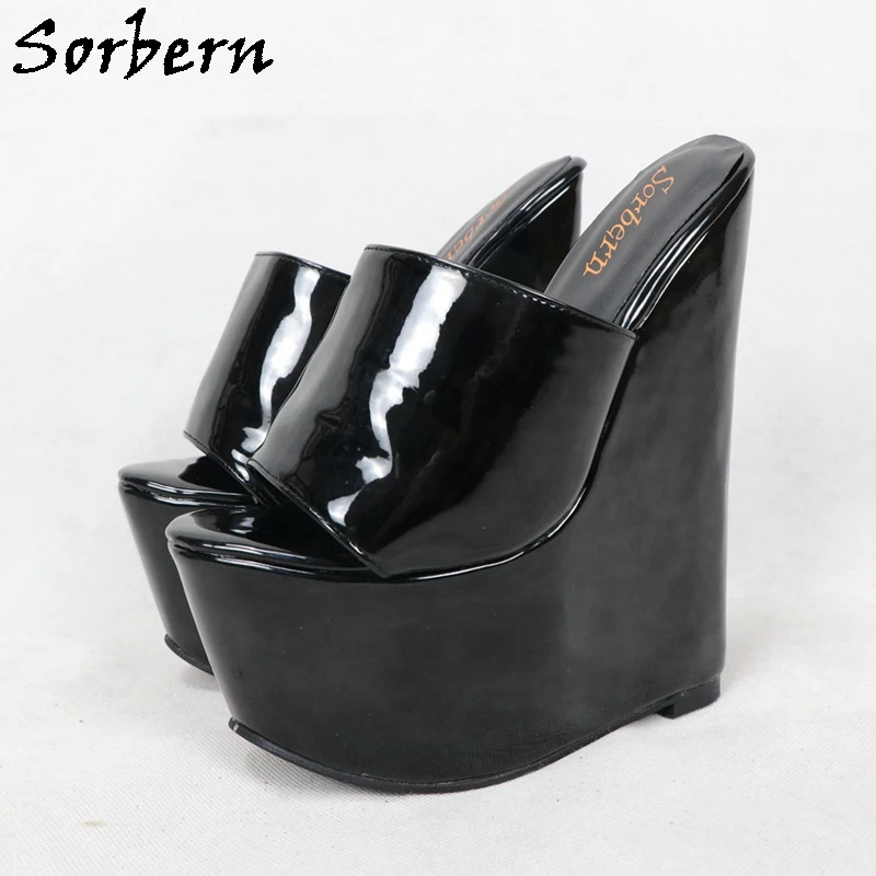 

Sorbern 20Cm Comfortable Slippers Women Open Toe Unisex Wedges Summer Style Shoes Slip On Platform Heel For Drags Custom Colors