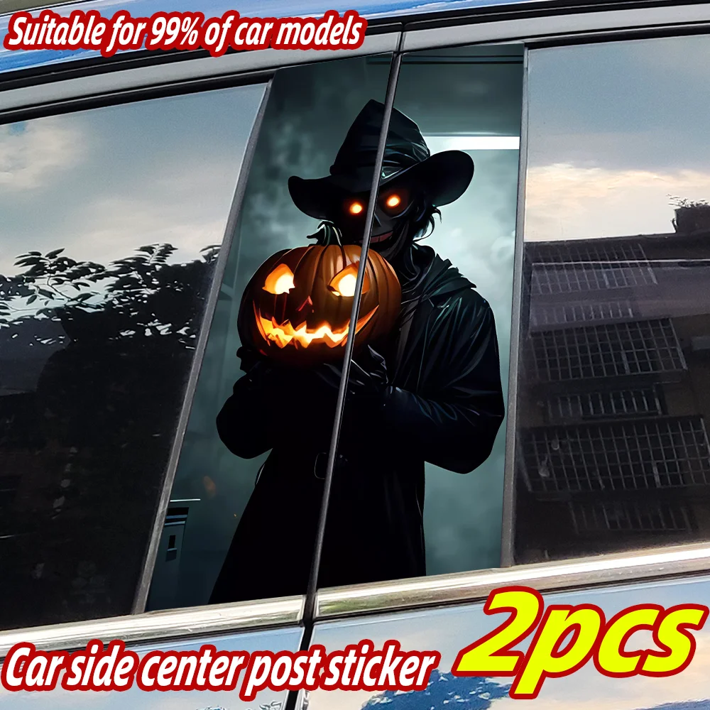 

Horror Halloween Car Stickers Auto B Pillar Waterproof Pumpkin Sunscreen Decor Cover Scratches Car Doors Pillar Vinyl Decals