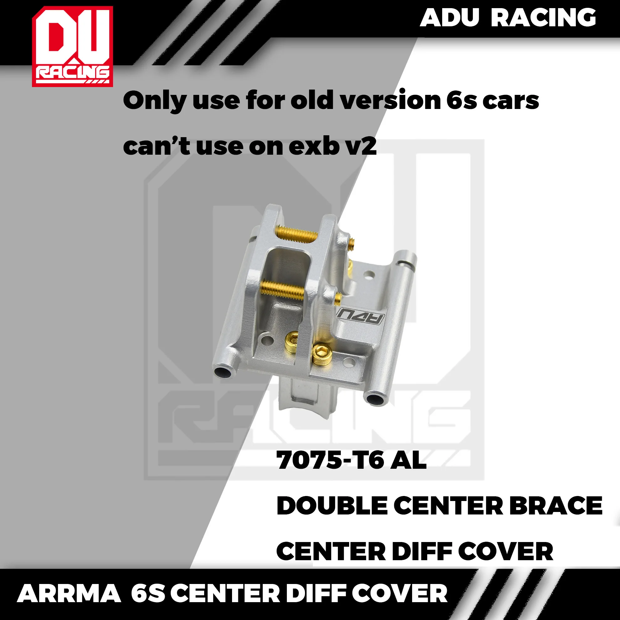 ADU Racing CENTER BRACE and DIFF COVER CNC 7075-T6 ALUMINUM FOR ARRMA 6S MOJAVE BIGROCK FIRETEAM