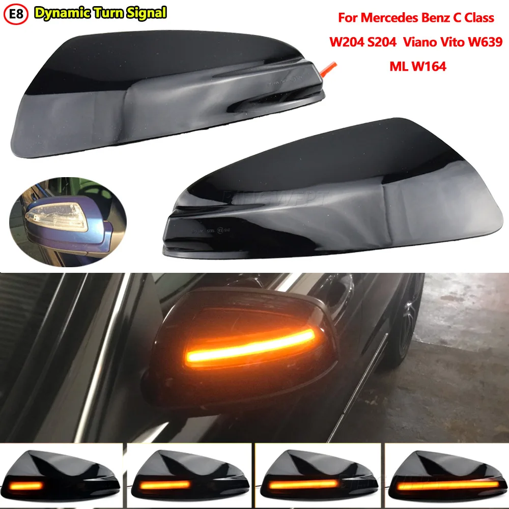 

2pcs For Mercedes-Benz C-Class W204 S204 Viano Vito W639 LED rearview mirror turn signal light