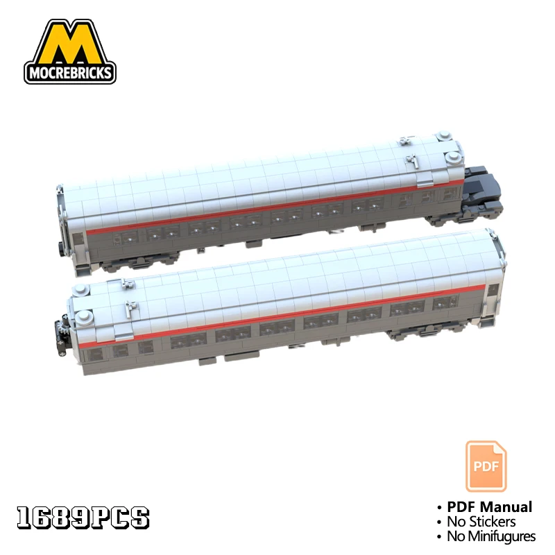 MOC Vintage Passenger Coach Train Carriage Building Blocks Classic Railway Express Car Bricks Extension Model Toys Gift