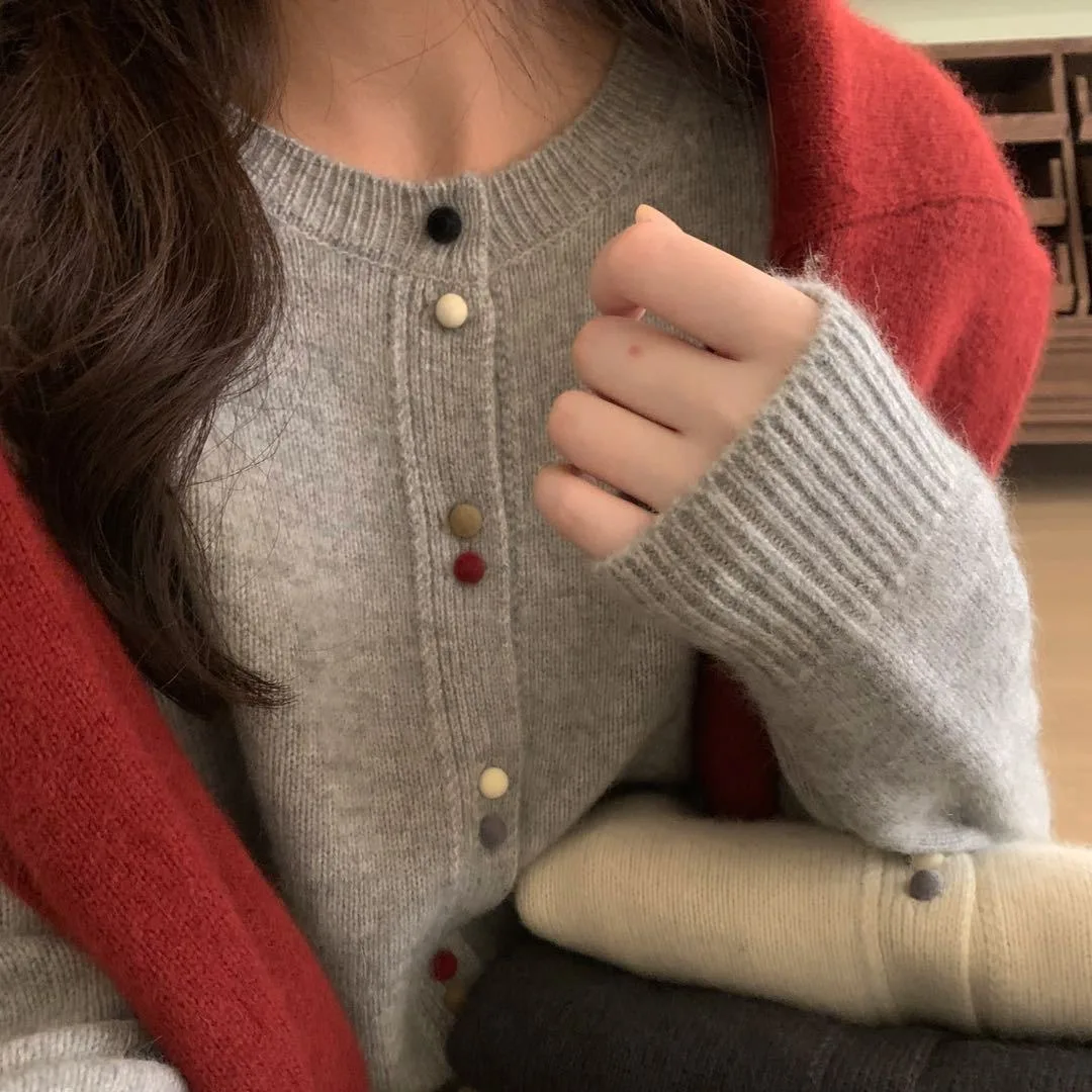 Sweaters Women Cardigan Knit Round Neck Single Breasted Solid Sweater Coats Long Sleeve Jumpers Casual Autumn Winter 2024