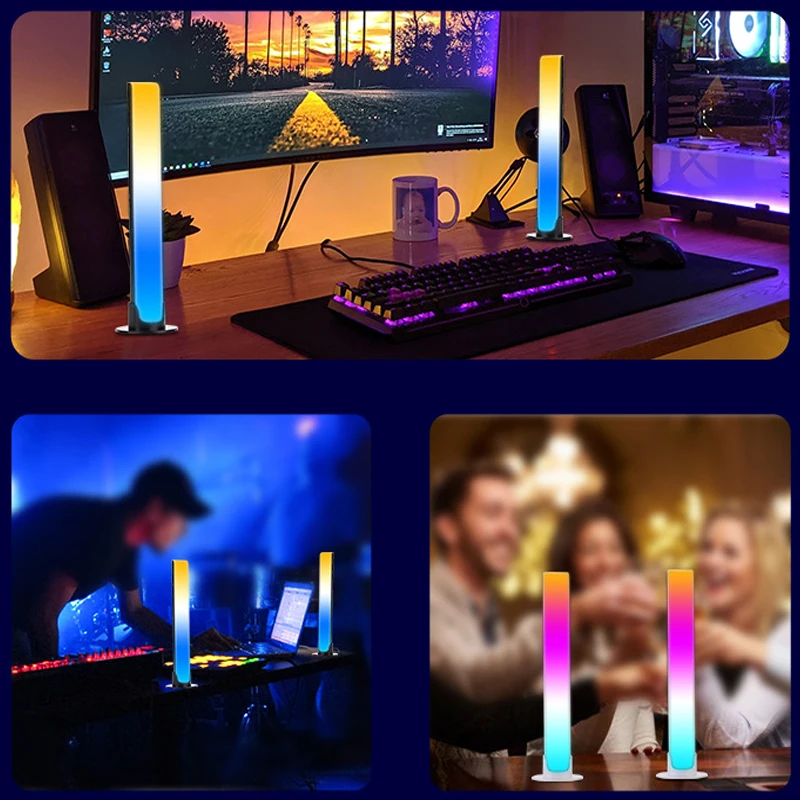 Lámpara de ritmo sincrónico controlado por voz, iluminación de 32LED con aplicación de música RGB, ambiente de fiesta de navidad