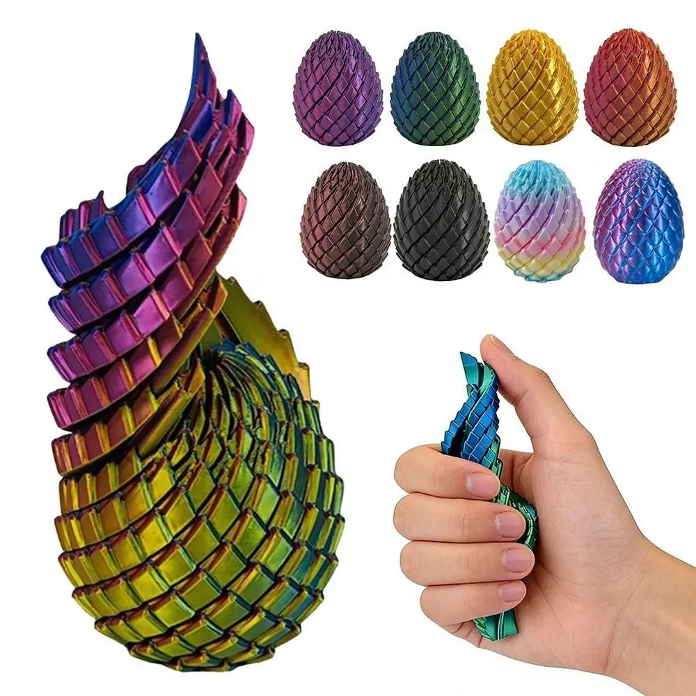 

3D Printed Twisty Fidget Dragon Egg Spiral Rotating Slippery Egg Fidget Toy Stress Relief Easter Basket Stuffers for Adults&Kids