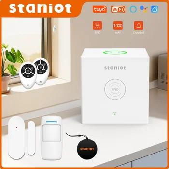 Staniot SecCube 3 Alarm Sistemi Kiti 433 Mhz Kablosuz WiFi Tuya Akıllı Güvenlik Koruma Desteği RFID APP Kontrolü Alexa ile Çalışır