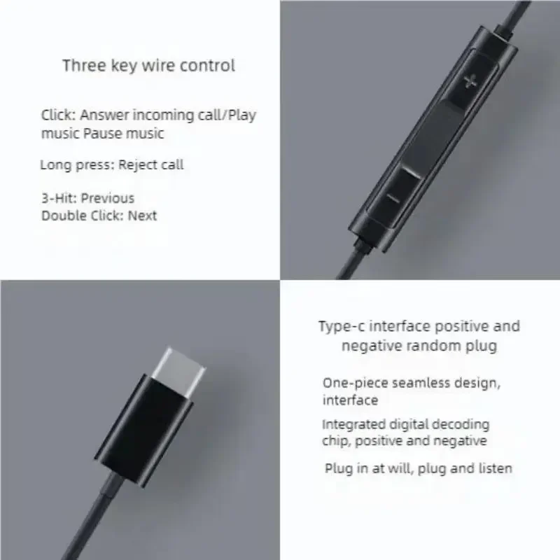 سماعات هواوي CM33 من النوع C سماعات أذن عالية الدقة مع ميكروفون سلكي لهاتف هواوي P60 40 50 Pro Nova 11 10 Mate X5 50 40Pro