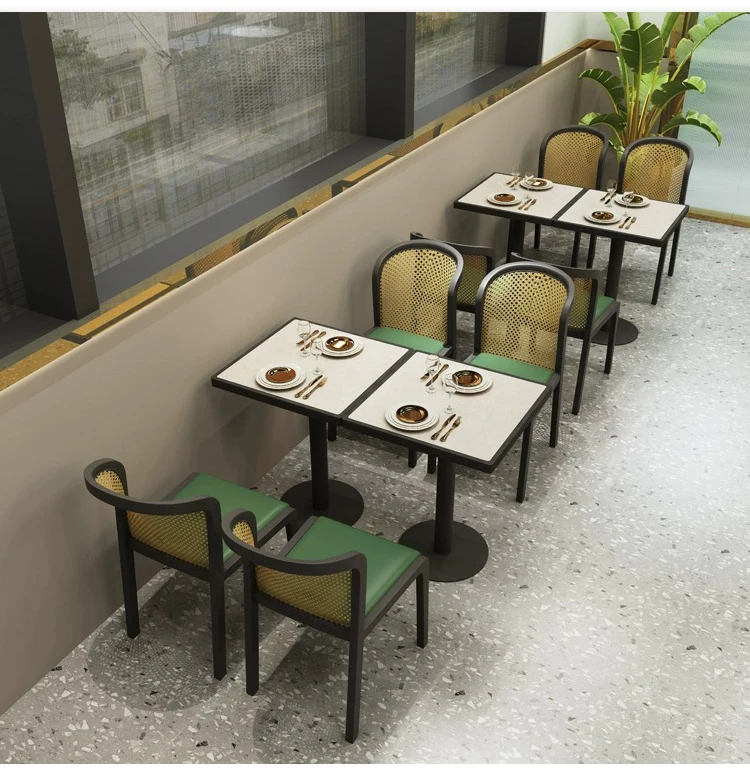 Modern Cafe Shop Leather Booth Sofa Seating Durable Dinning Table and Chair Set for Hotel