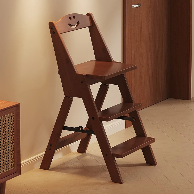eb-small lightweight ladder stool folding space saving three-step ladder backrest climbing muebles