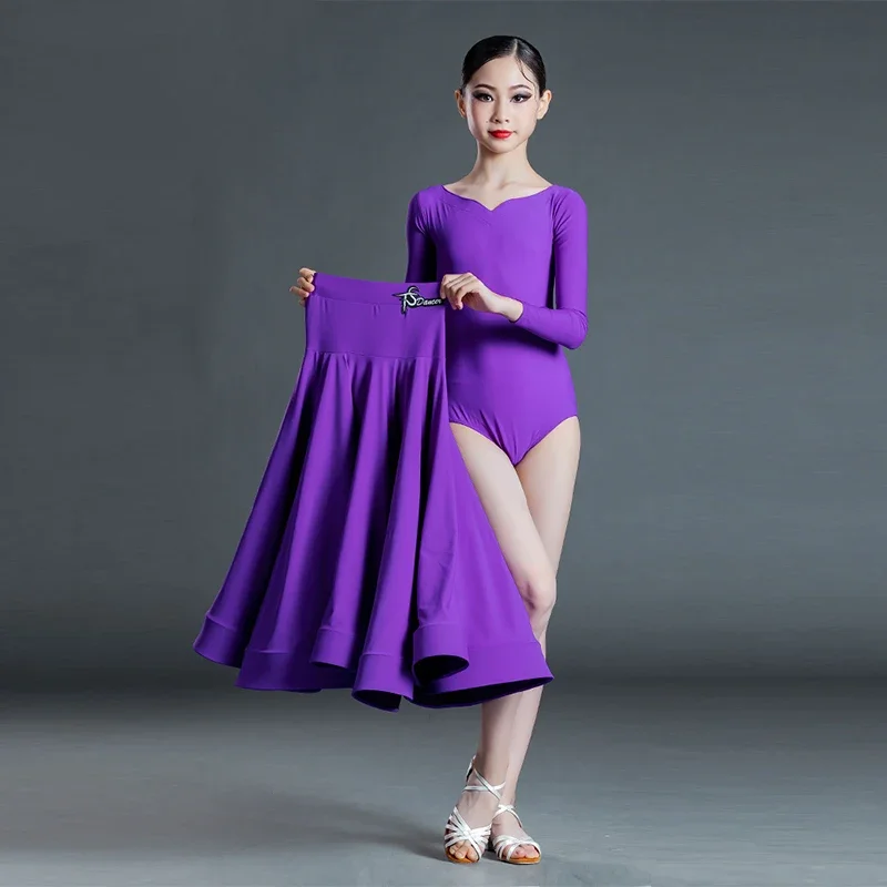 Girls Ballroom Dance Costume Autumn Blue/Purple Tango Waltz Dancing Clothes Standard Competition Dancewear Practice Wear