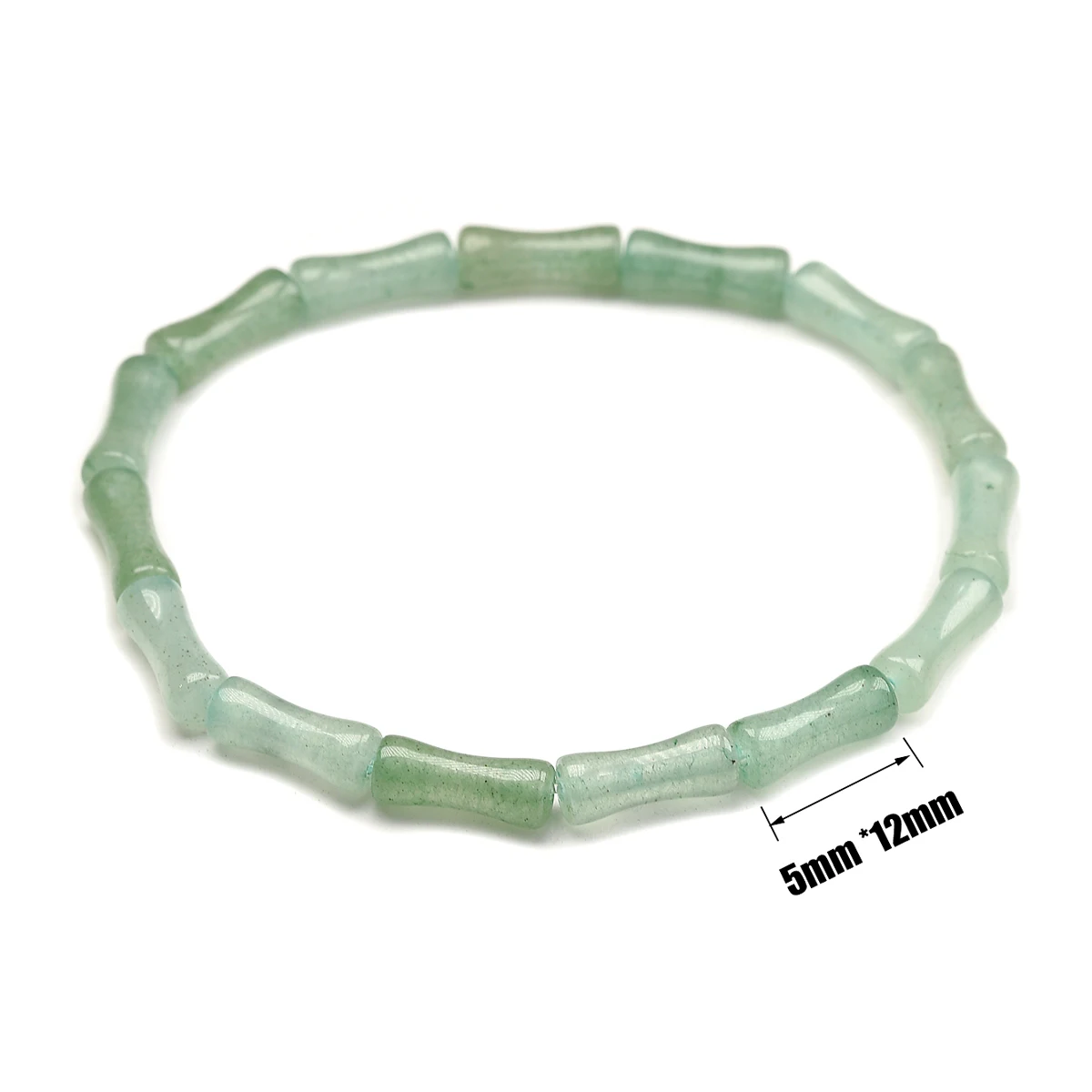 Natural Green Aventurine Bamboo Shape Beaded Bracelets for Women Handmade Meditation Yoga Healing Jewelry with Elastic Cord 5*12
