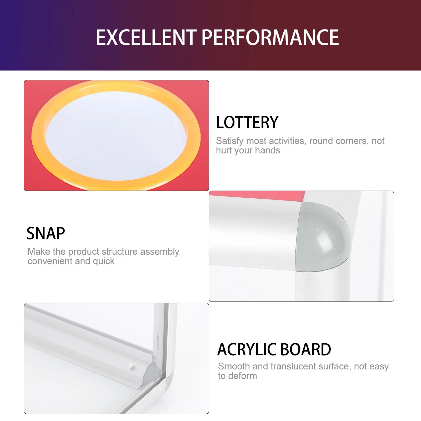 1pc Transparent Lottery Box 25CM Aluminum Edge Lockable Container for Votes Fundraising Storage Suggestions Charity Box