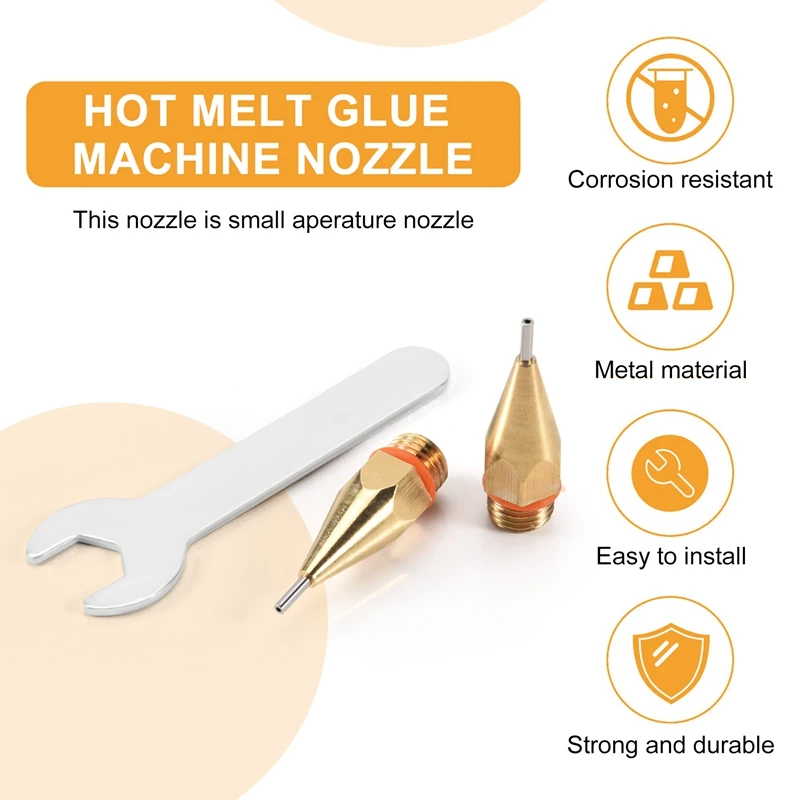 2Pcs 1Mm Aperture Diameter Hot Melt Glue Nozzle 1.0X40mm Copper Nozzle With Nozzle Wrench Interchangeable Nozzle Parts