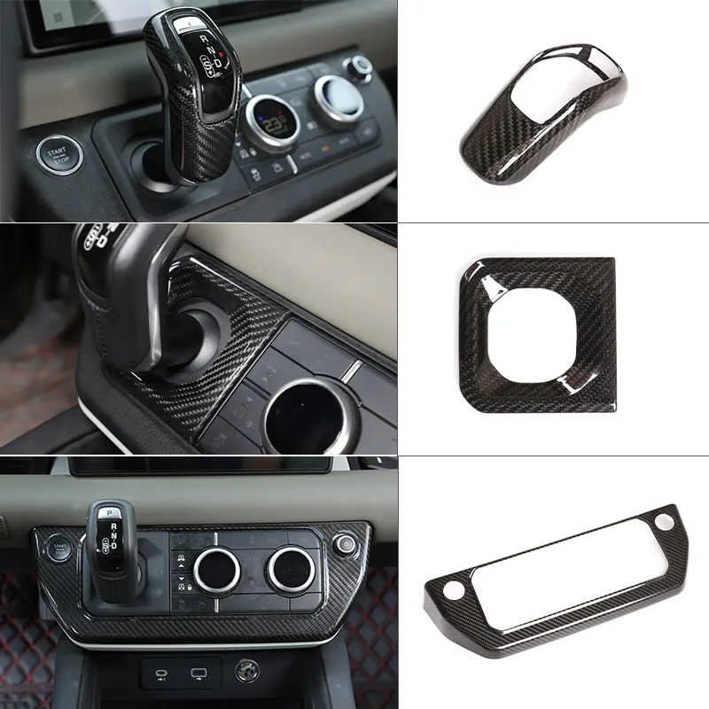 

Для Land Rover Defender 90 110 2020-2024 настоящее углеродное волокно, автомобильная крышка переключения передач, декоративная наклейка, автомобильные аксессуары
