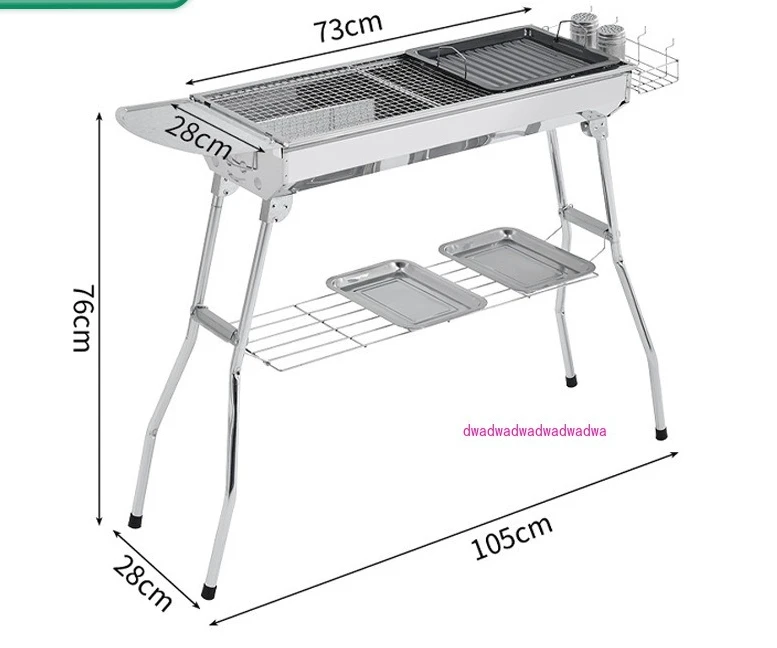 

Household stainless steel barbecue grill for outdoor large charcoal roasting