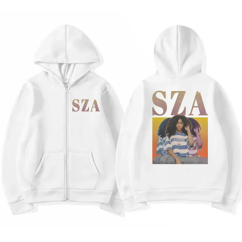 Hot Sale Autumn Winter Sza world Tour 2025 Graphics Hoodies Men women vintage Y2k Zipper Jacket Unisex Fleece Sweatshirt Coat