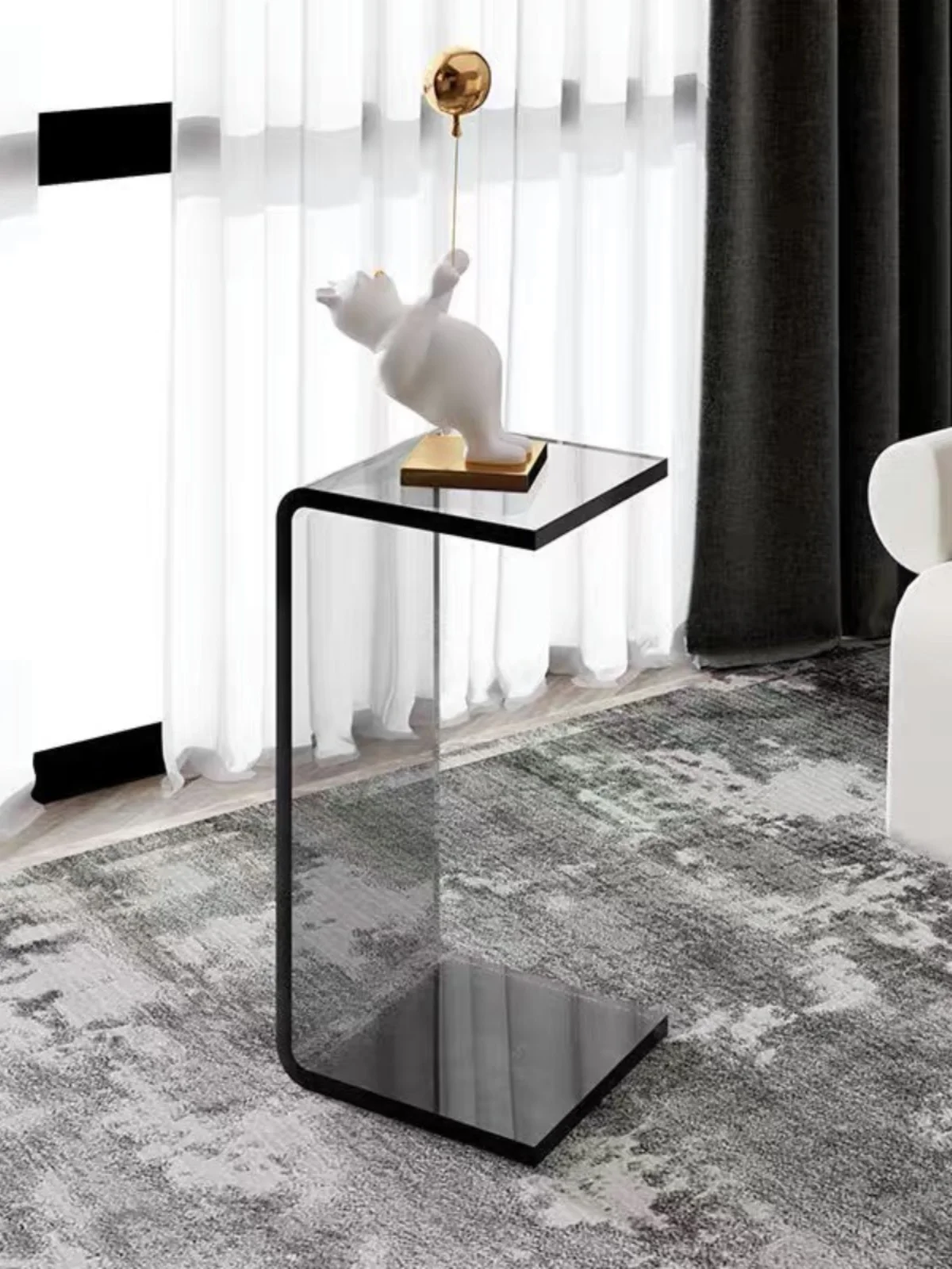 Simple C type, acrylic transparent edge, custom art living room storage sofa small side table multi-functional ins wind