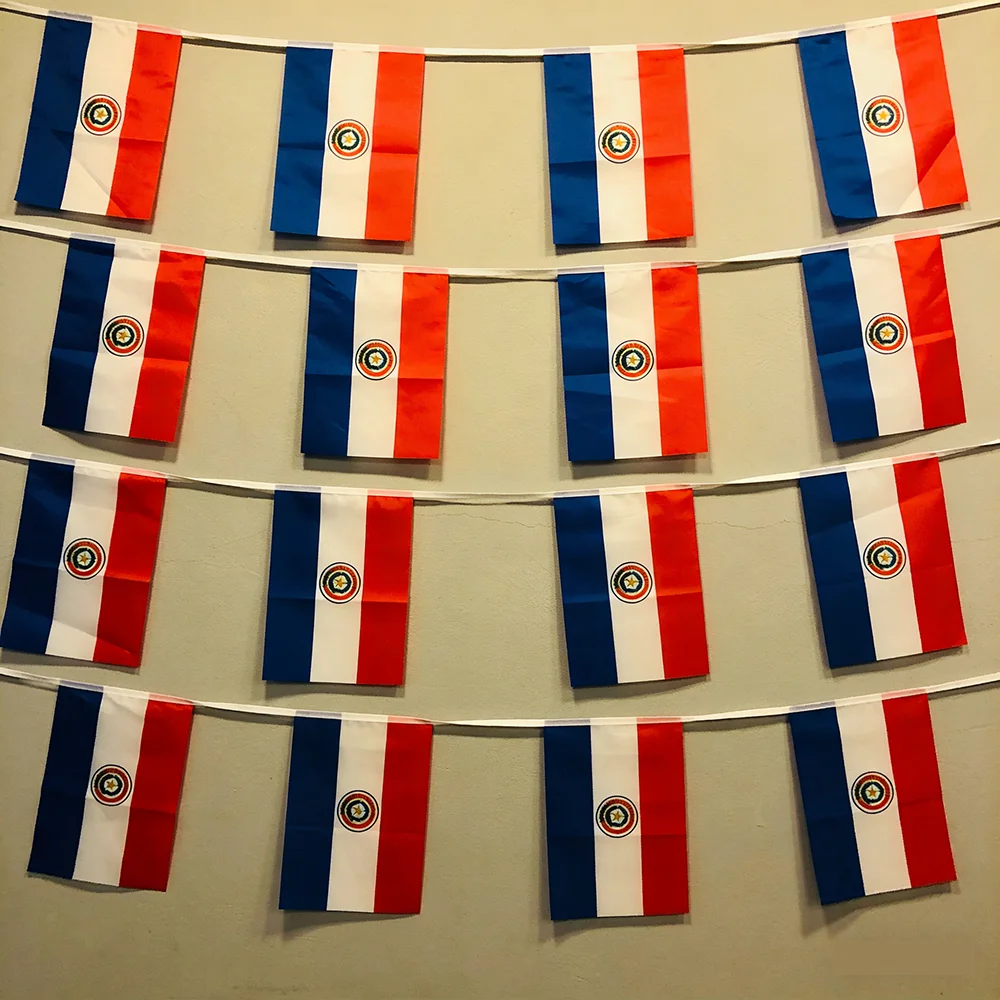 Paraguay Bunting Flags 14x21cm 20pcs/lot Polyester Paraguay String Flags Pennant Banner Festival Party Holiday Decoration