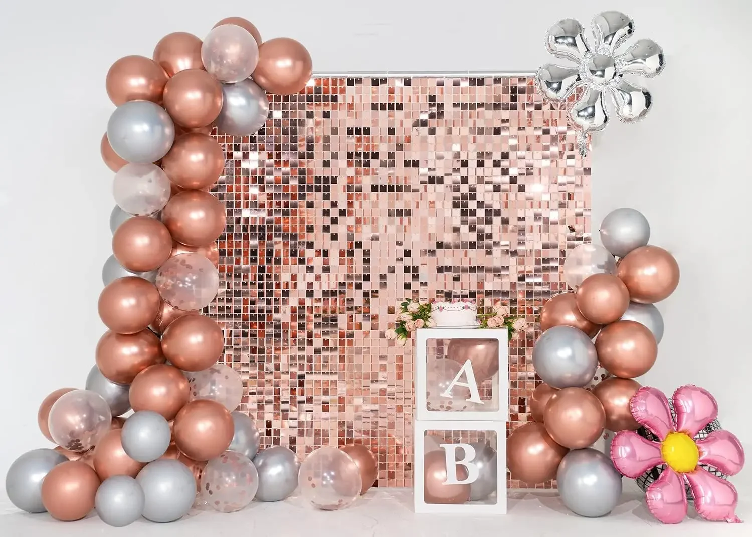 Schimmernder Wandhintergrund, Champagnergold, quadratisch, Pailletten-Wandpaneel, Hintergrunddekoration für Hochzeit, Jahrestag, Geburtstag, Party, 24-tlg – Detail 6