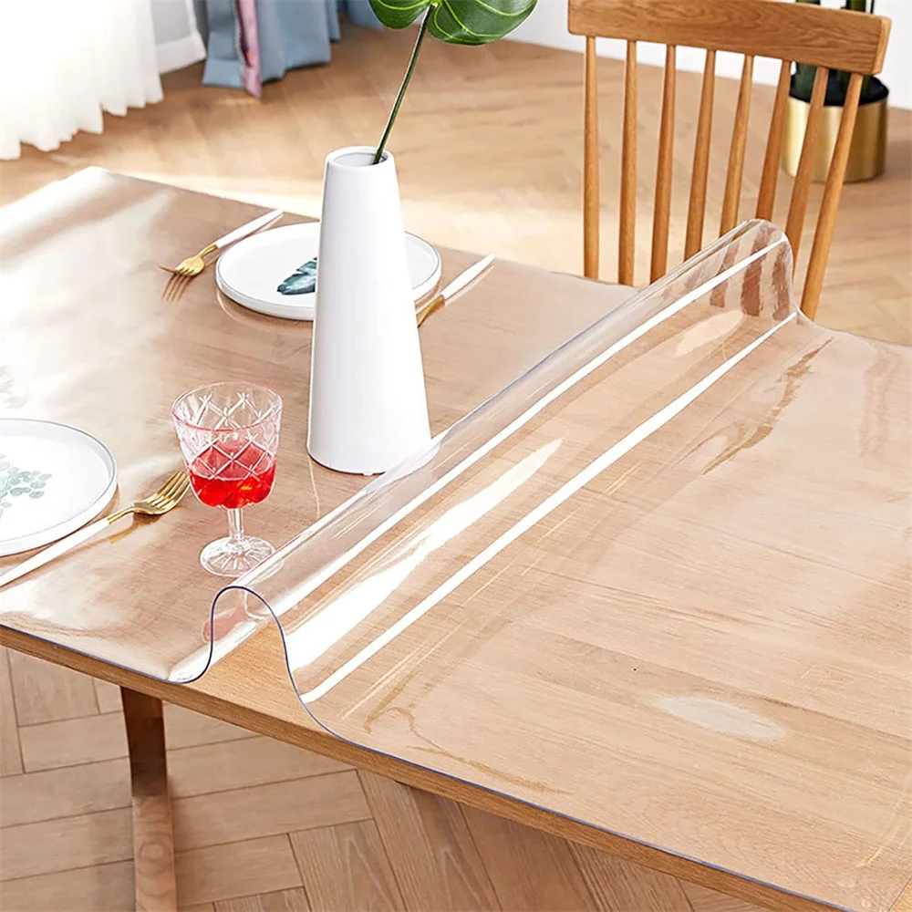 PVC transparent tablecloth with a thickness, heat-resistant, waterproof, and oil resistant dining table mat, 1pc