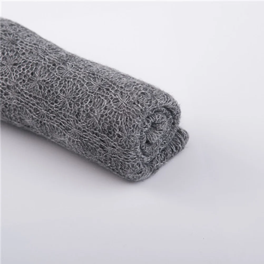 Grey Mohair Baby Wrapped Cloth Adorable Infant Photography Props Comfortable Headdress Photo Taking Baby Photo Props