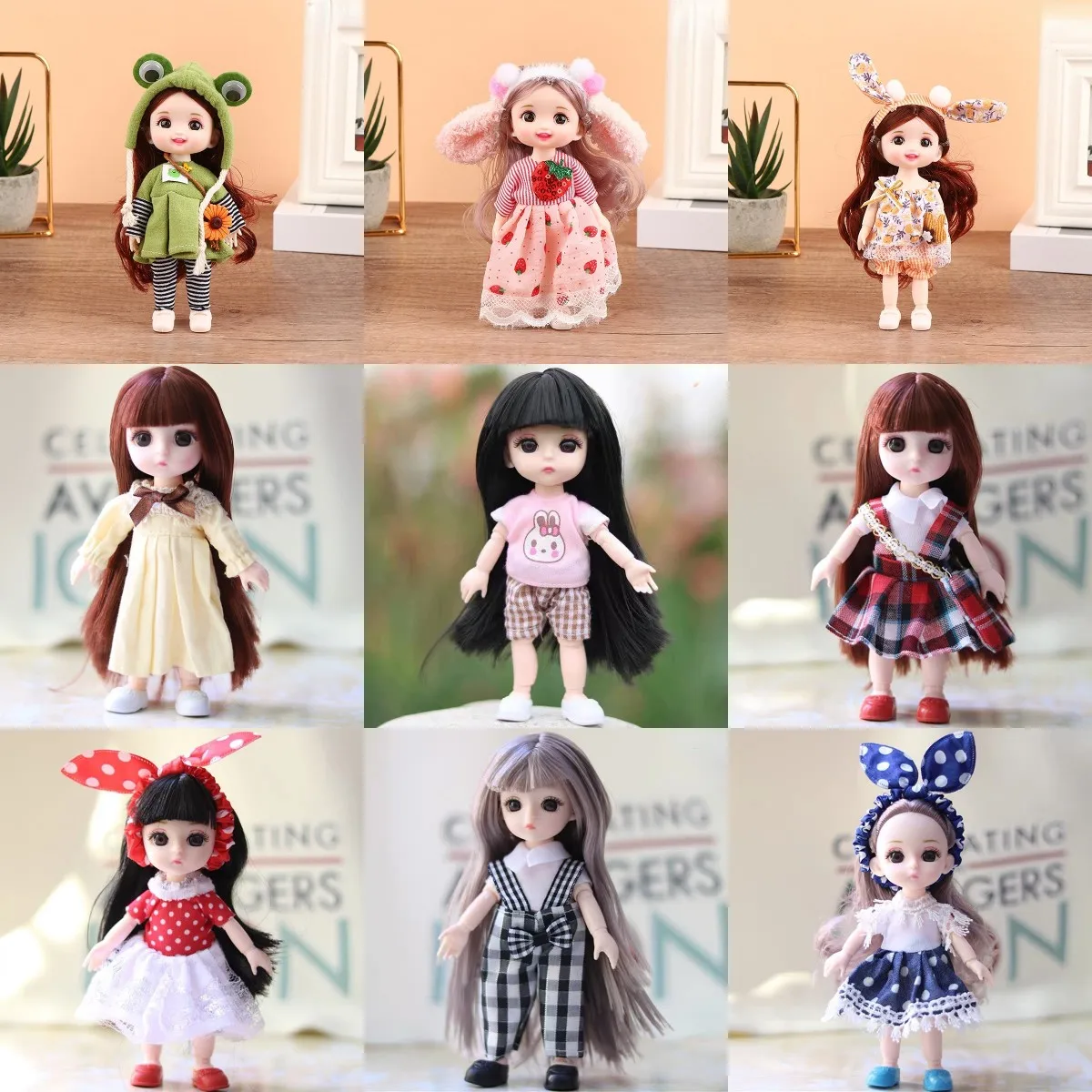 New Series 16/17cm Doll 13 Movable Joint Princess Doll 3D Big Eyes 1/12 Fashion Princess Doll DIY Dress Up Toy Doll With Clothes