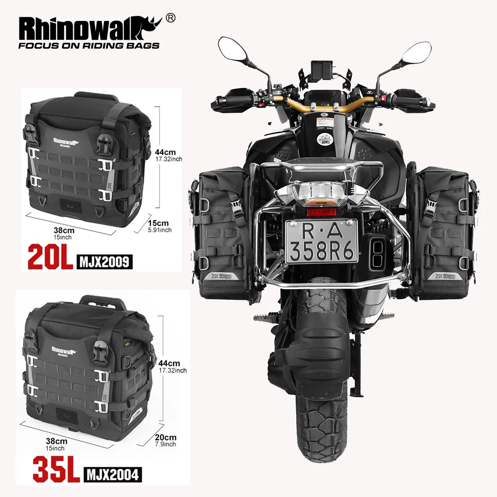 Rhinowalk-Bolsa de alforja para motocicleta, alforja impermeable de liberación rápida de 20L/35L con marco interno, equipaje antirrobo para turismo
