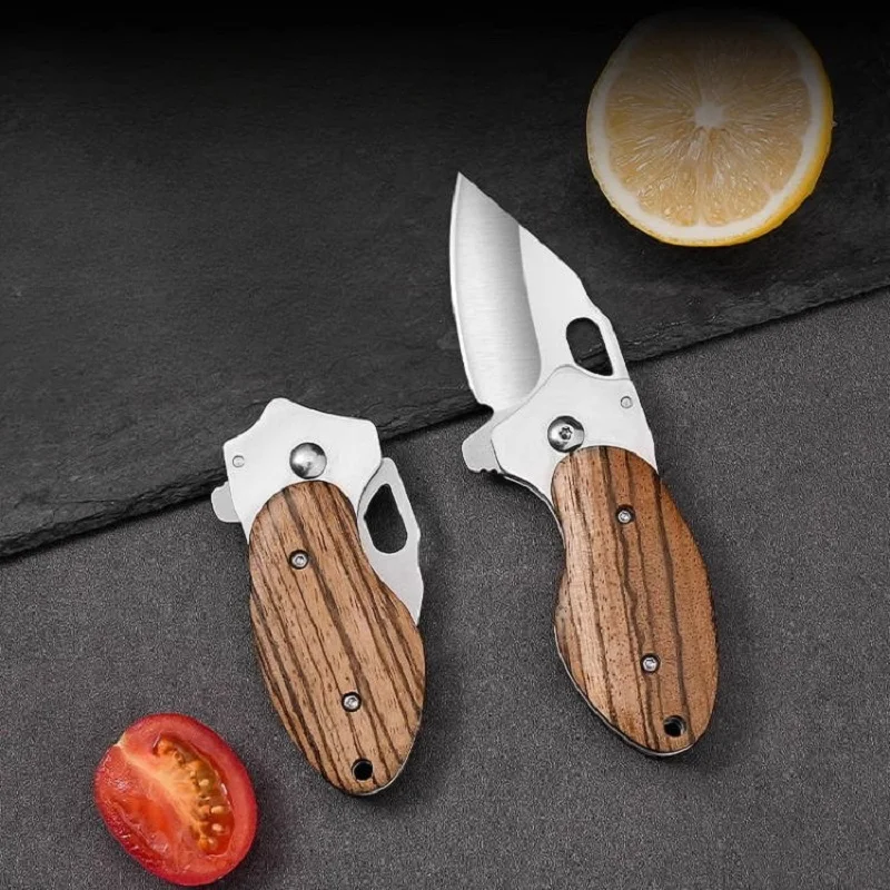 PTIEB Folding knife sharp high hardness multifunctional key knife stainless steel mini fruit knife portable open courier knife