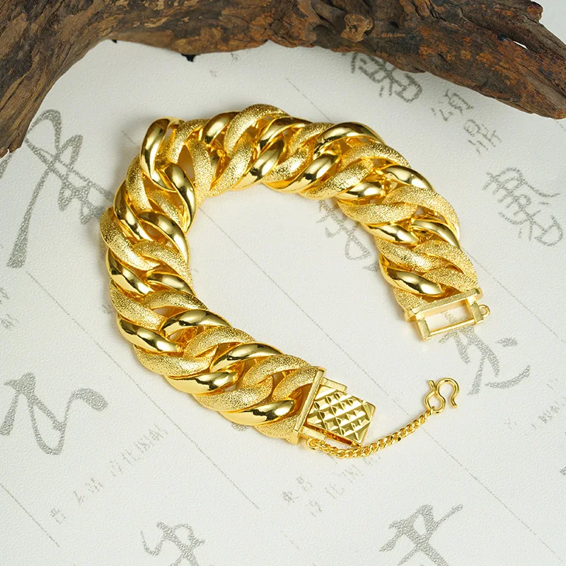 

Matte Twist Boss Bracelet Men 24K Gold AU999 - Premium matte twist, 24K/AU999 pure gold, shows steady business aura for men