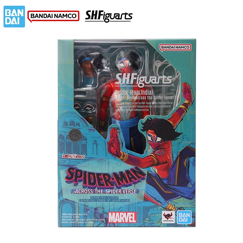Bandai Original Genuine Figure Spider-Man：Across the Spider-Verse Model Kit SHF Spider Man India Collectible Model Decoration