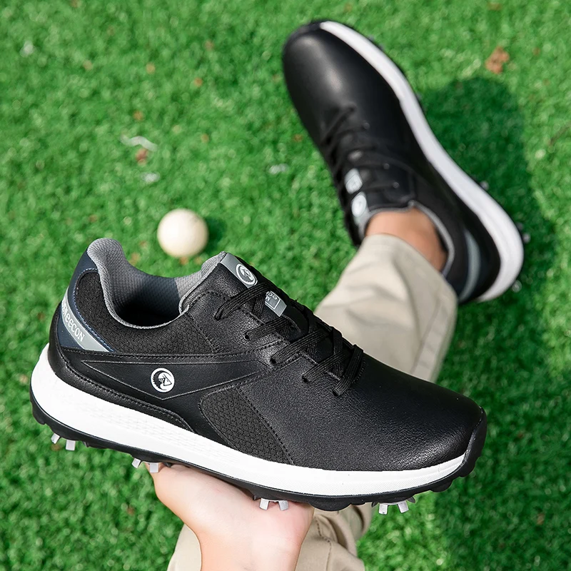 Sepatu Golf Pria Baru Sepatu Kasual Spike Samping Anti-selip Tahan Air Olahraga Hiking Luar Ruangan Profesional Latihan Pemain Golf