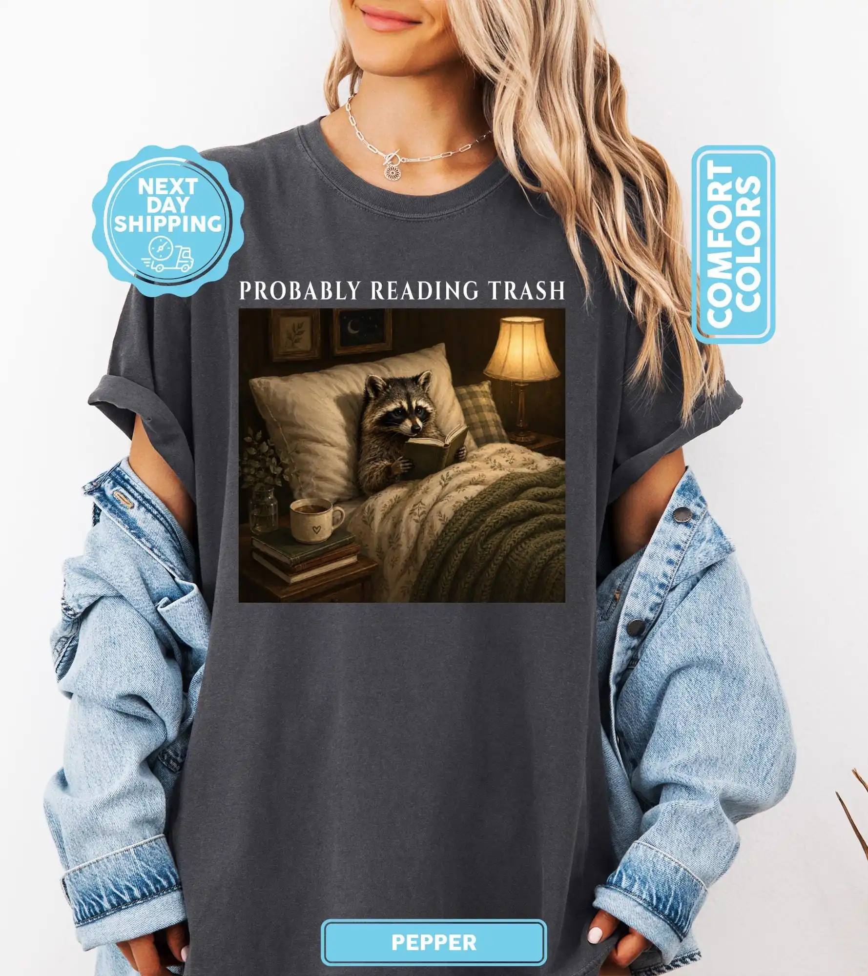 Probably Reading Trash Racoon Shirt, Funny Racoon Shirt, Book Lover Gift, Spicy Bookish Shirt, Smut Reader Tee, Booktok Tee