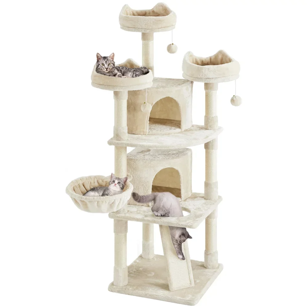 

H Large Multilevel Cat Tree Tower with Condos and Perches, cat tree house