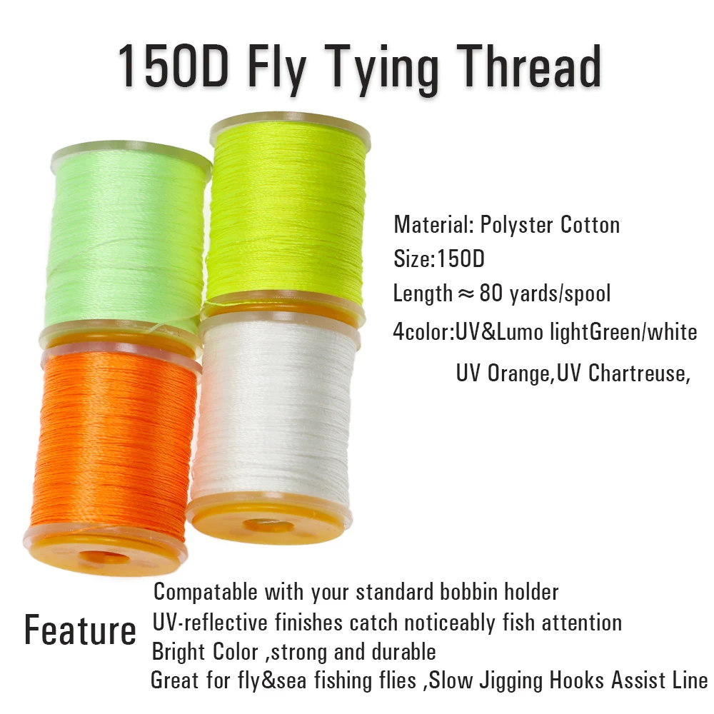 Vtwins 150D Polyester Line Fluorescence & Luminous Fly Tying Thread For Trout Flies Jigging Hooks Tying  Materials  Accessories