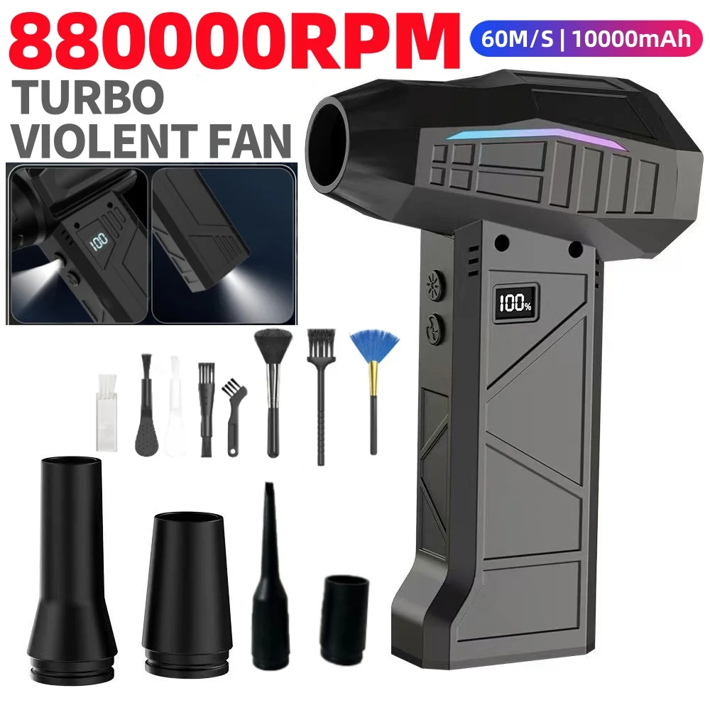

Mini Turbo Jet Fan 60M/S Portable Turbo Fan 880000RPM Jet Turbo Blower Brushless Motor Handheld Duct Fan Cleaning Tool Type-C