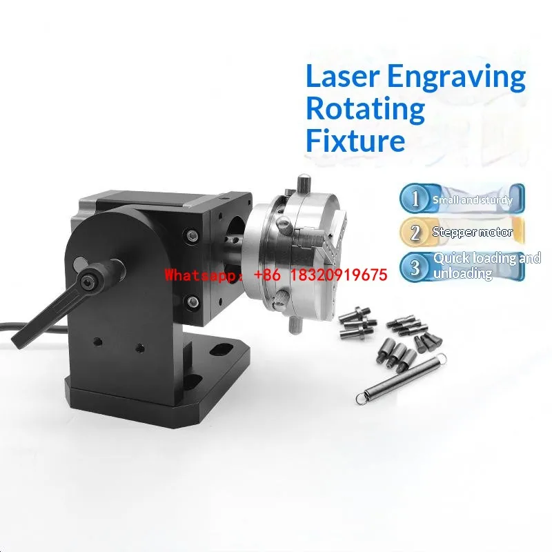 Cyclmotion New Mini Marking Machine with Quick-Clamping Rotary Axis – Stainless Steel Rotary Fixture for Rings and Jewelry HE69