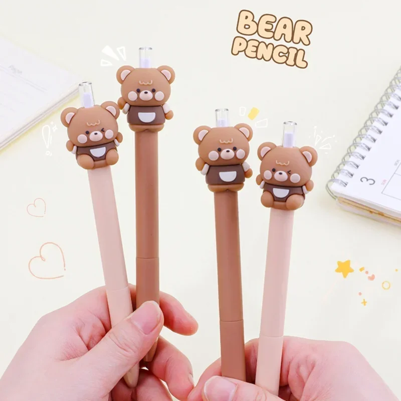 1 Pcs Bear Shape Eternal Pen Pencil Can't Finish Writing without Cutting Pressing Pen Student Stationery